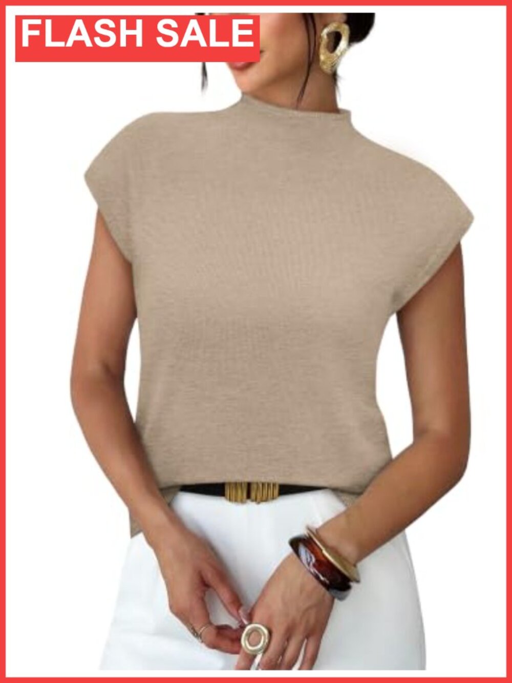 Womens Short Sleeve Sweater Mock Neck Lightweight Knit Pullover Top